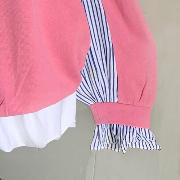 Orange Gone Pink Graphic Sweatshirt Striped Sleeves - Picture 4 of 4